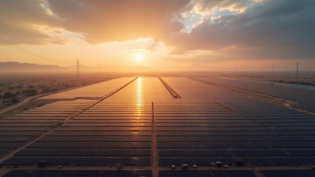Utility-scale solar strings across a large plant